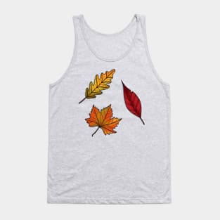 Three Speckled Autumn Leaves Tank Top